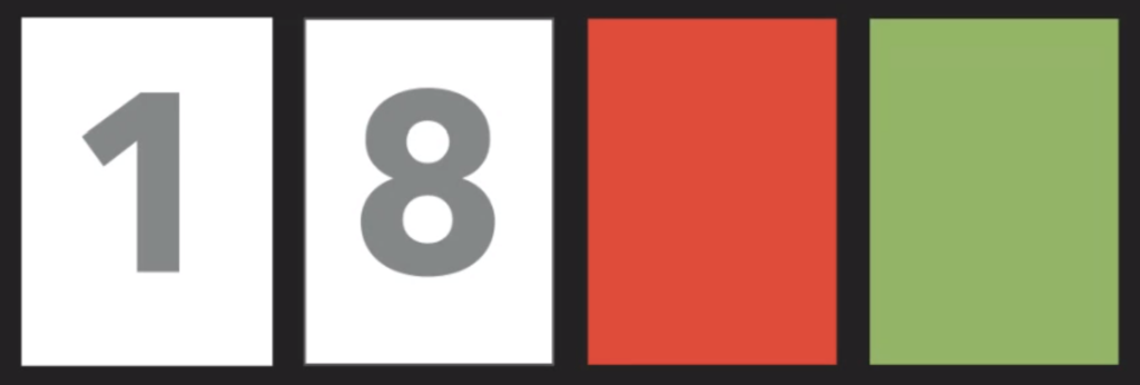 illustration chiffre 1 suivi du chriffre 8 puis des couleurs rouge et vert