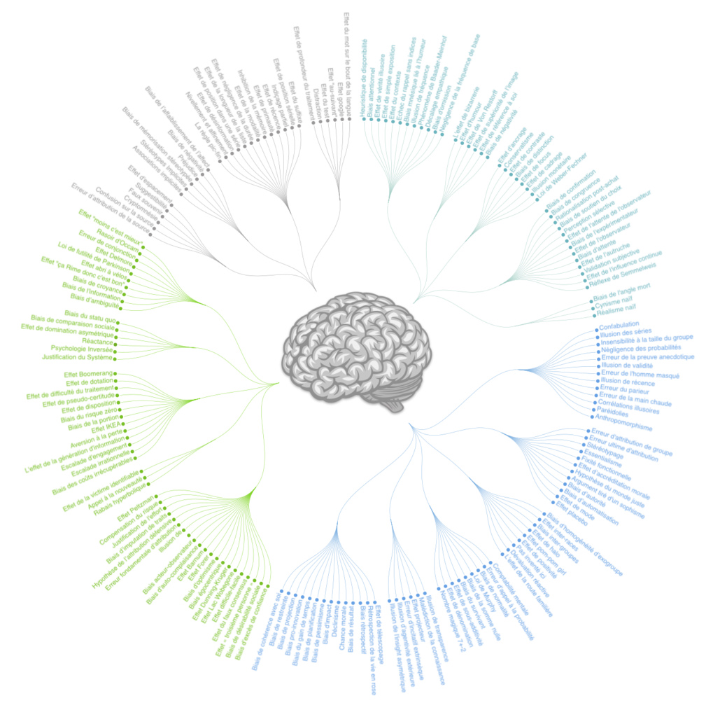 illustration listant les biais cognitifs